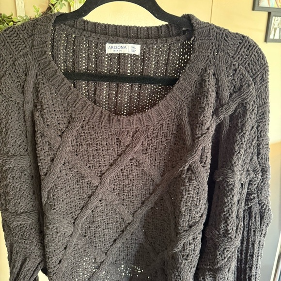 NWT Arizona Crew Neck Knit Sweater Cropped Size XXL Black Christmas Swea… - Picture 3 of 4